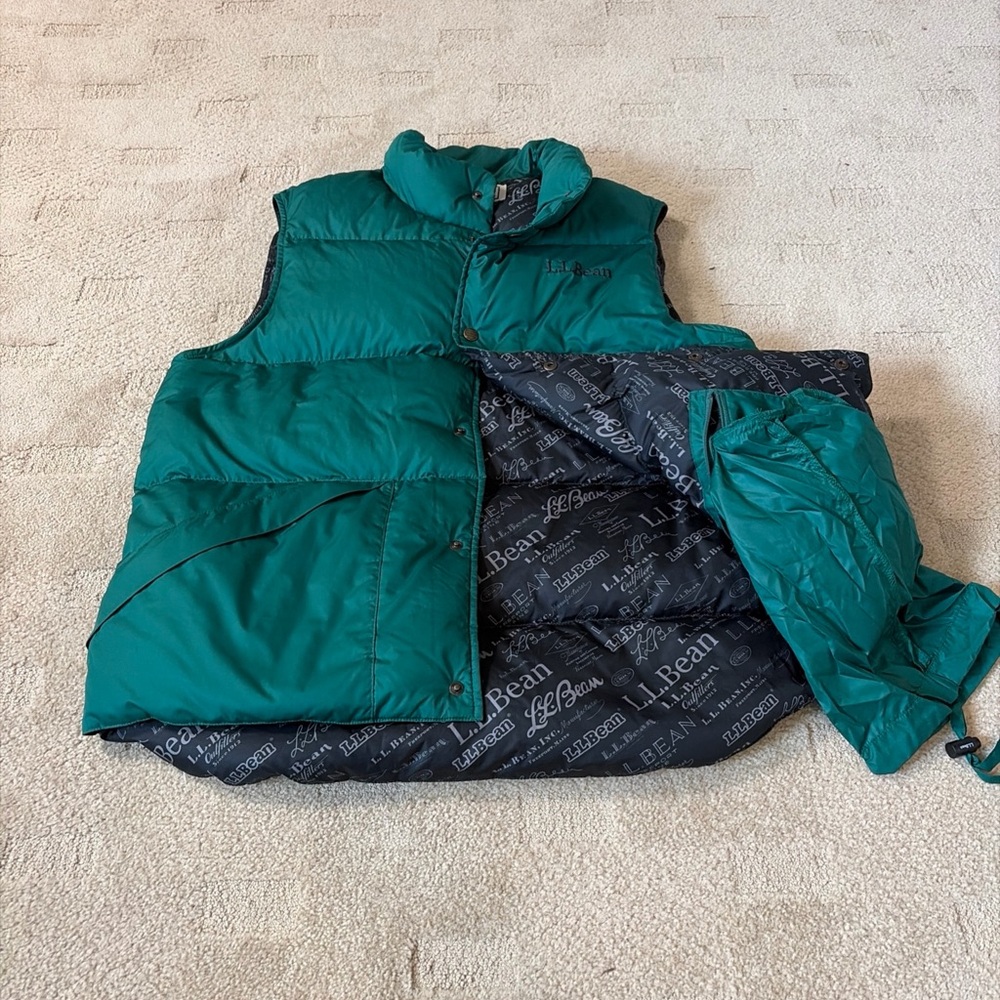 L.L. Bean Bean's Trail Model Down Vest '82 Green Puffer Emerald Spruce W-L M-M